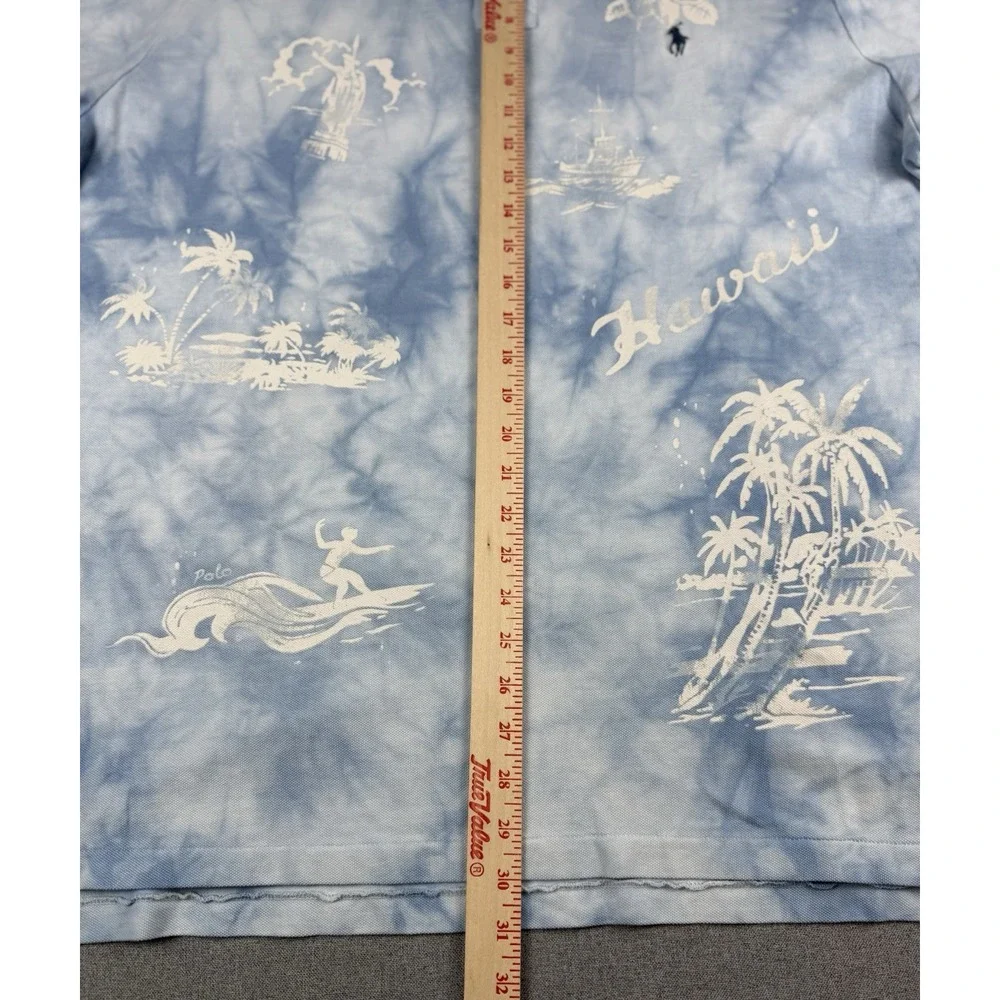 Polo Ralph Lauren Hawaii Aloha Tie Dye Polo Shirt XL Classic Fit Blue Cotton